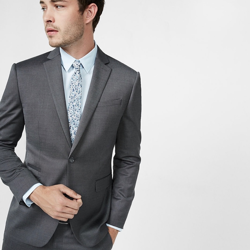 Express Dark Gray Suit Jacket - Mens - 38R